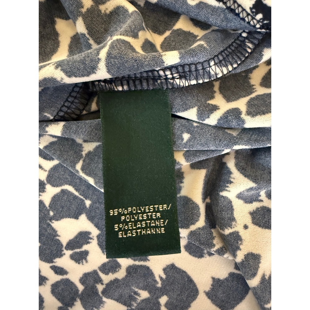 Lauren Ralph Lauren Navy White Animal Print Sheath Dress Cap Sleeve V Neck - Picture 9 of 13